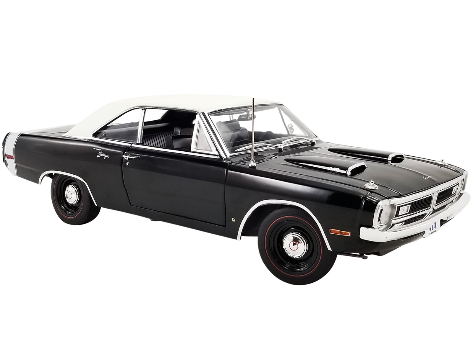1970 Dodge Dart Swinger 340 Black with White Vinyl Top and White Tail Stripe Ltd Ed to 536 pcs 1/18 Diecast Model Car by ACME pic