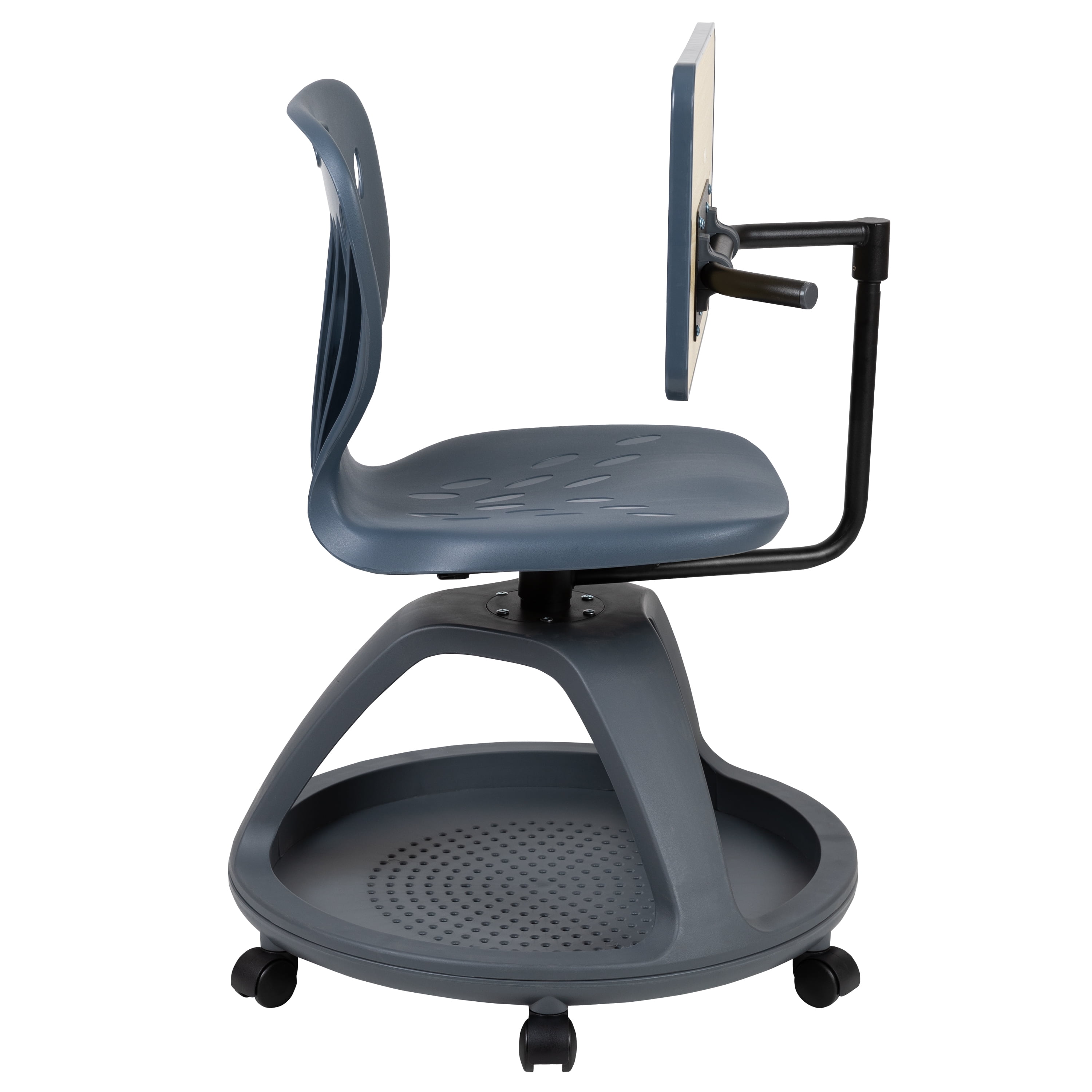 EMMA + OLIVER Mobile Desk Chair 360√Ç¬∞ Rotation and Storage Cubby, Dark Gray