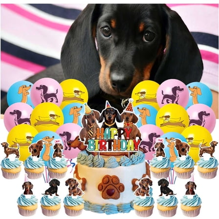 Dachshund Party Supplies Latex Balloons Decor Banner Backdrop Kit Birthday Decorations