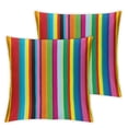 thumbnail image 2 of Acheng Etro Multicolor Stripes Throw Pillow Covers,Colorful Stripes Bright Stylish Cushion Cover Digital Blended Hidden Zipperl Decorative Pillowcases for Hair Skin Square  2 pcs White, 2 of 6