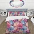 thumbnail image 2 of Designart "Rosy Azure Petal Artistry I" Pink Floral Bedding Covert Set - Cottage Bed Set With 2 Shams, 2 of 5