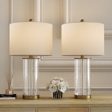 Maxax Bubble Glass Table Lamps for Living Room Set of 2,  23"  Modern Gold Bedside Nightstand Lamps for Bedroom