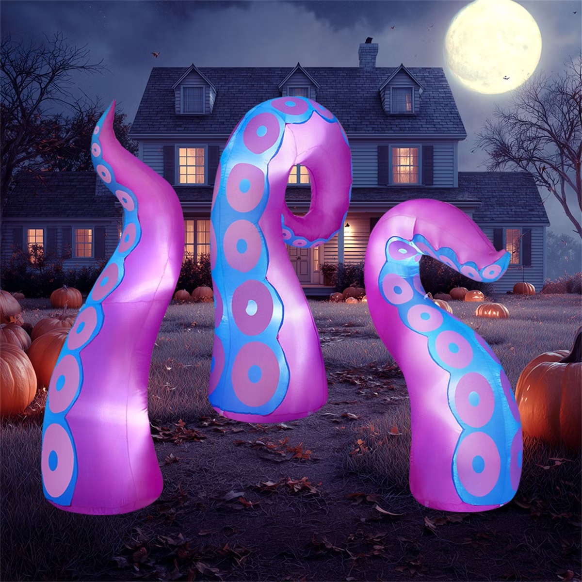 Joyfy 3-Piece Halloween Inflatable Octopus Tentacle Outdoor Decorations photo 2