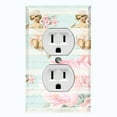 thumbnail image 1 of Metal Light Switch Plate Outlet Cover Romantic Valentine Floral Cupid Striped Blue AGL002, 1 of 13