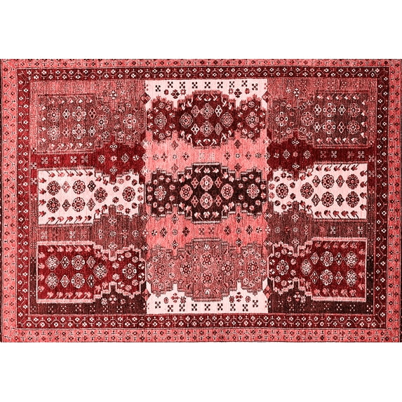 Ahgly Company Indoor Rectangle Abstract Red Modern Area Rugs, 8' x 12'