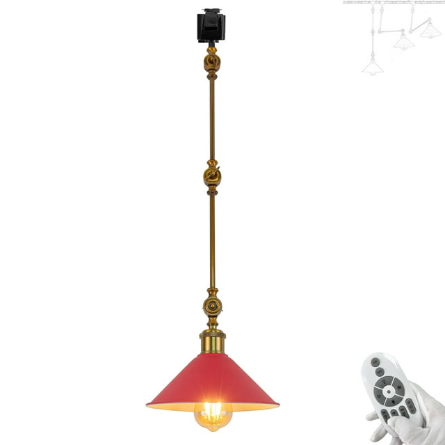 FSLiving J Type Track Lighting, Adjustable Ceiling Lighting Remote Control with Dimmable Color Changing Smart LED Edison Bulbs DIY Ceiling Spotlight J Track Mounted, Macaron Red - 1 Light