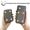 thumbnail image 2 of Dteck for iPhone 16 Case Detachable Wallet Case with 11-Card Holder, 2 in 1 PU Leather Zipper Purse with Wristlet for Women Men, Durable Shockproof Phone Cover for iPhone 16,Gray, 2 of 6