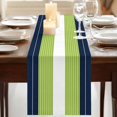 thumbnail image 3 of Navy Blue Green Stripe Table Runner, Modern Art Horizontal Striped Washable Cotton Linen Table Runners 72 Inches Long, Dresser Scarf Runner for Dining/Coffee/Kitchen/TV Stands/Cabinets 14''x72'', 3 of 9