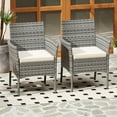 thumbnail image 4 of Gymax Ensemble de 4 Chaises d'Extérieur en Rotin PE pour Salle à Manger de Patio avec Coussins Rembourrés, 4 of 9