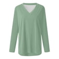 thumbnail image 4 of Fgnfyis T Shirts For Women Casual Long Sleeve Crewneck Basic Solid Color Top Everyday Comfort Versatile Layering Womens Long Sleeve Tops Light Green L, 4 of 5