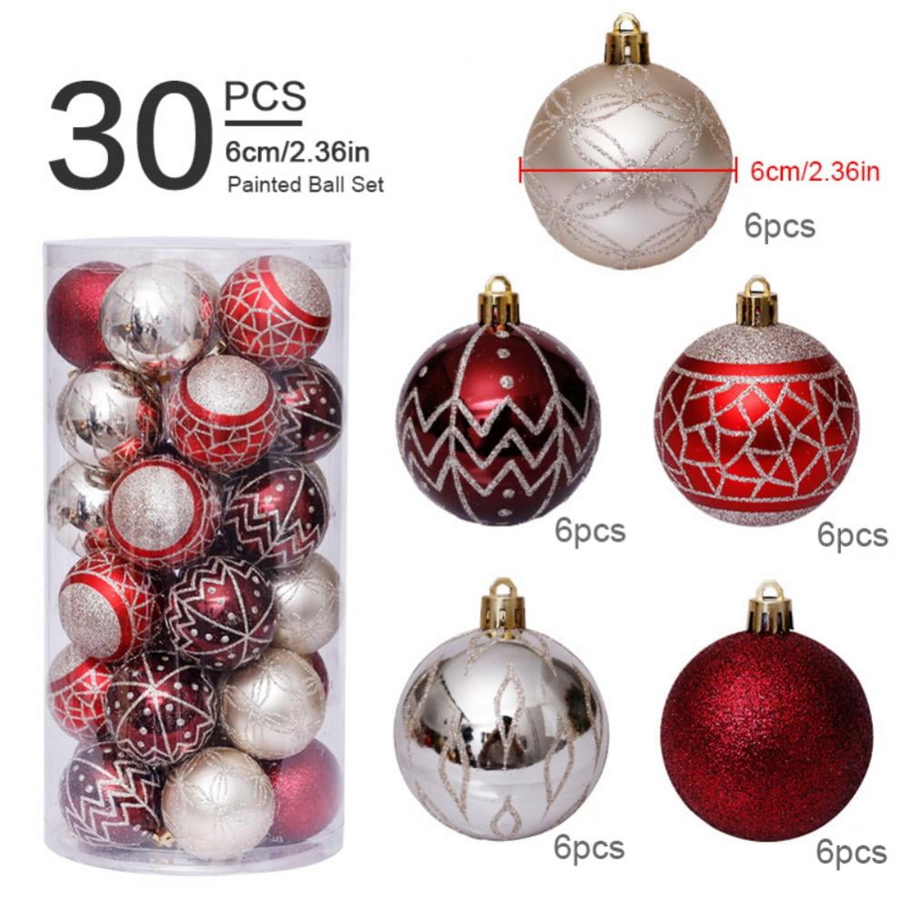 Hand Painted Shatterproof Christmas Ornaments 60mm/2.36" 3 Finishes Set of 12 