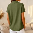 thumbnail image 5 of Women's Polo Shirts Waffle Short Sleeve Tops Button Down Collared T Shirt Golf Shirt Business Casual Tees,Army Green XXXL, 5 of 8