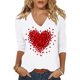 thumbnail image 1 of Camiseta Scgirl para mujer, manga 3/4, cuello en V, estampado Love Heart, 1 of 1
