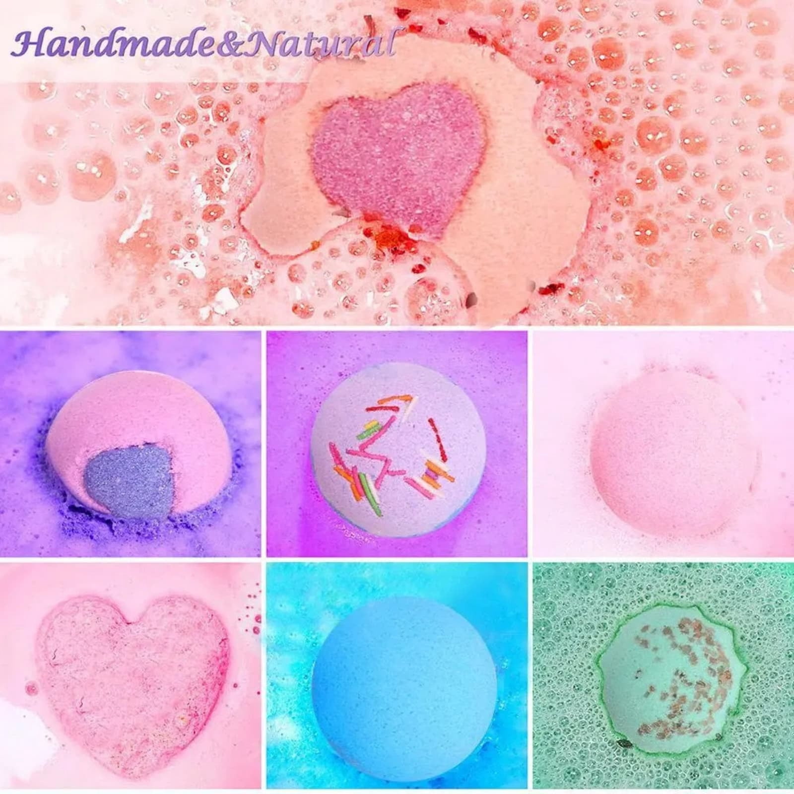 Kieccall Bath Bomb Set Fizzy Salt Balls For Home Spa Bubble Bath Aromatic Body Cleansing Relaxing Leisure Bath Time Gift