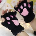 thumbnail image 3 of sunsanly 1 Pair Women Winter Gloves Half-finger Cat Paw Shape Thick Plush Elastic Warm Heat Retention Non-slip Windproof Wrist Protection Cycling Riding Mittens, 3 of 8