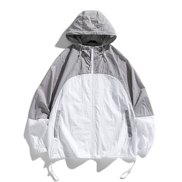 RXIRUCGD Ensemble de Protection Solaire pour Homme Veste Décontractée à Manches Longues avec Capuchon, Gris, Taille : M