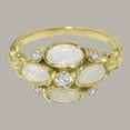 thumbnail image 5 of LBG British Made 9k Yellow Gold Synthetic Cubic Zirconia & Natural Opal Womens Statement Ring - 33 size options - Size 8.75, 5 of 6