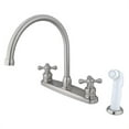 thumbnail image 1 of Kingston Brass KB728AX Double Handle Goose Neck Kitchen Faucet with White Sprayer, 1 of 4