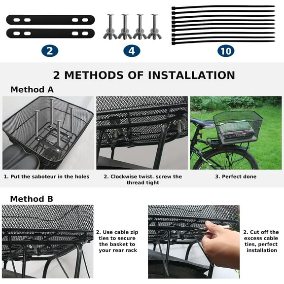 Rear Bike Basket with Rainproof Cover,  Storage for Pets & Items, Easy Install