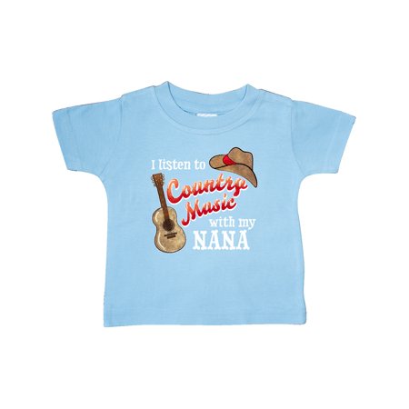 

Inktastic I Listen to Country Music with my Nana with Guitar and Hat Gift Baby Boy or Baby Girl T-Shirt