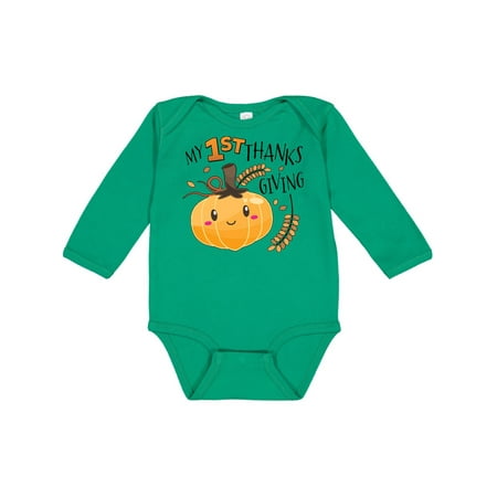 

Inktastic My 1st Thanksgiving-cute pumpkin Gift Baby Boy or Baby Girl Long Sleeve Bodysuit