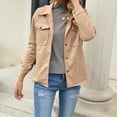 thumbnail image 4 of Women's Fleece Cardigan Long Sleeve Oversized Shacket Sherpa Shirt Jacket Button Down Lapel Collar Blouses Tops, 4 of 9