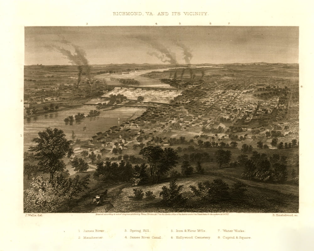 Richmond Virginia & Vicinity during the Civil War 1863 Poster Print