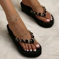 thumbnail image 5 of Yuanlong Womens Sandals Beach Platform Sandals Rhinestone Decoration Dressy Casual Beach Holiday Wedge Sandals, 5 of 8