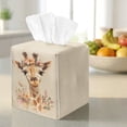 thumbnail image 3 of COEQINE Tissue Box Cover Square Stylish PU Leather Facial Tissue Case Dispenser for Bedroom Dresser, Toilet Tank, Outdoor Tent, Dining Table, Office Desk, Giraffe Flower Beige, 3 of 7