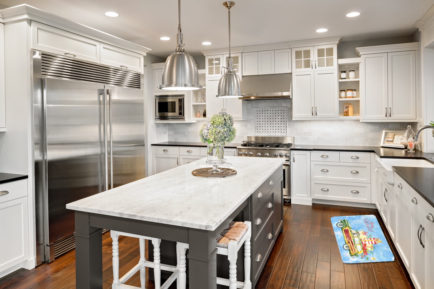 Merry Christmas Irish Wolfhound Kitchen or Bath Mat 24x36