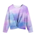 thumbnail image 6 of MKOSPLRT Girls Shirts Casual Summer Twist Front Tunic Tops Long Sleeve Tie Dye Pullover Round Neck Loose Fit T Shirts Children Tops, 6 of 6