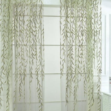 Kumdkd Green Sheer Curtains 39"x106" Long 1 Panel, Light Filtering Window Treatments Drapes for Living Room, Elegant Bedroom Curtains, Each Panel