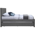 thumbnail image 2 of Pemberly Row Contemporary Gray Linen Textured Fabric Twin Trundle Bed, 2 of 11