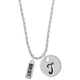 thumbnail image 1 of Delight Jewelry Silvertone Best Silvertone Script Initial Disc - T - Charm Necklace, 20"+3", 1 of 4