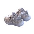 thumbnail image 4 of Willtoo Kids Checkered Knit Athletic Sneakers Breathable Mesh Elastic Lace-Up Running Shoes Lightweight Non-Slip Casual Sport Shoes, 4 of 5