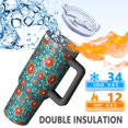 thumbnail image 5 of 40oz Pioneer Flower Floral Print Pattern Insulated Tumbler with Handle, BPA-Free Leak Proof Lid and Straws, Double Wall Vacuum, Hot 12h/Cold 34h, 5 of 6