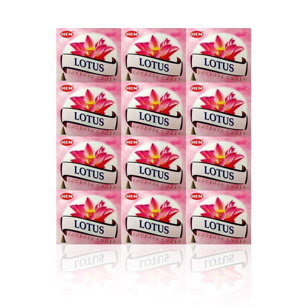Incienso HEM Lotus 12 Cajitas con 120 Conos de la India
