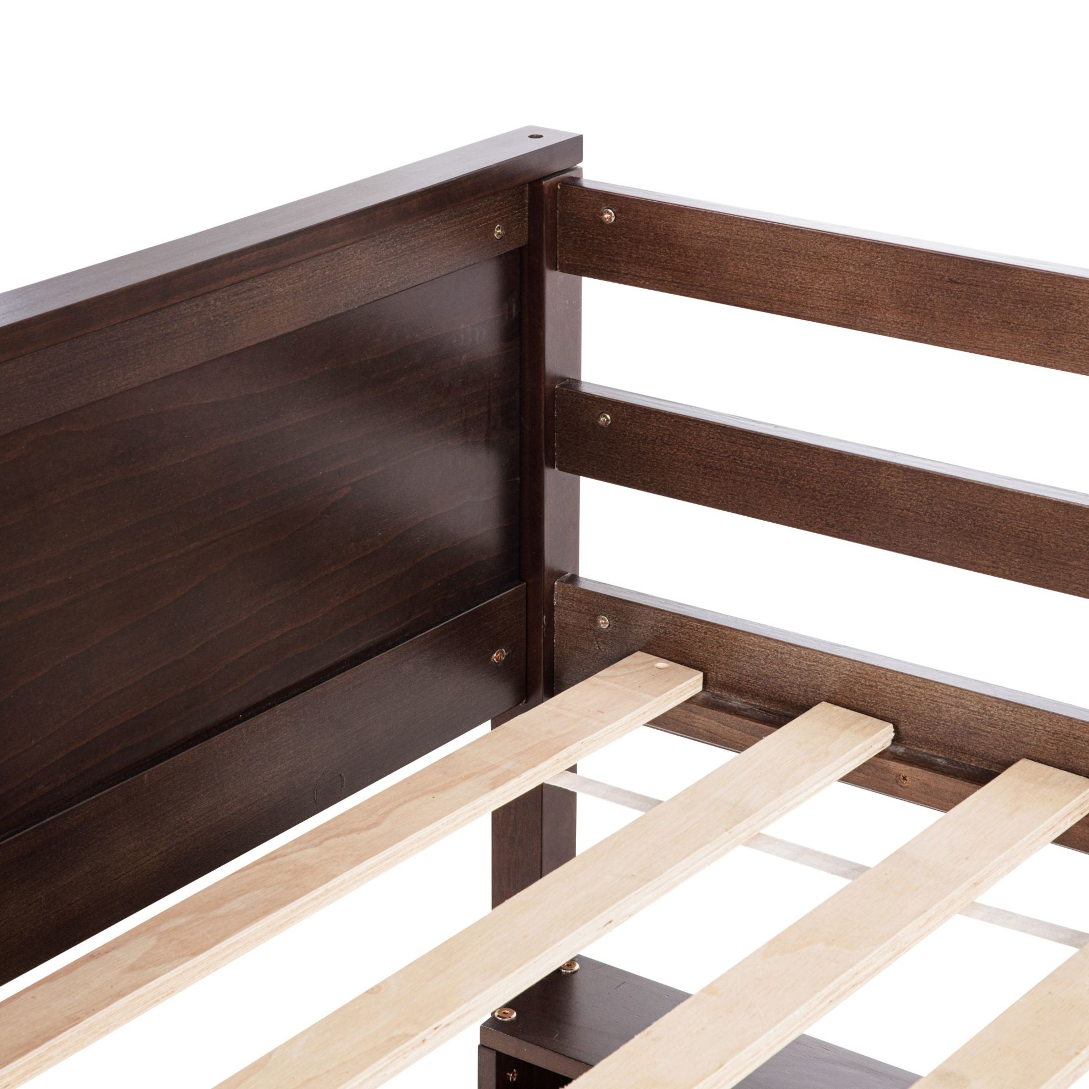 Noble House Queen Over Queen Bunk Bed, Solid Pine Wood Frame with Storage Cabinets and Charging Station, Brown