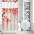 thumbnail image 2 of No Hook Shower Curtain, Red Orange Cherry Blossoms Shower Curtains for Bathroom with See Through Top Window, Spring Weeping Leaves Burlap Waterproof & Washable Bath Curtain Narrow 54"x78", 2 of 9