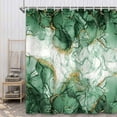 thumbnail image 4 of Teal Gold Marble Texture Shower Curtain Sets, Abstract Modern Fabric Shower Curtain for Bathroom, 3D Printing Durable Waterproof Washable Bath Curtain with Hooks,54X70in, 4 of 4