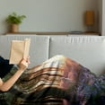 thumbnail image 3 of Forest Soft Flannel Fleece Throw Blanket, Bluebell Woods Sunrise with White Rabbit Sunny Spring Day in Woodland, Cozy Plush for Indoor and Outdoor Use, 60" x 80", Purple Green, by Ambesonne, 3 of 5