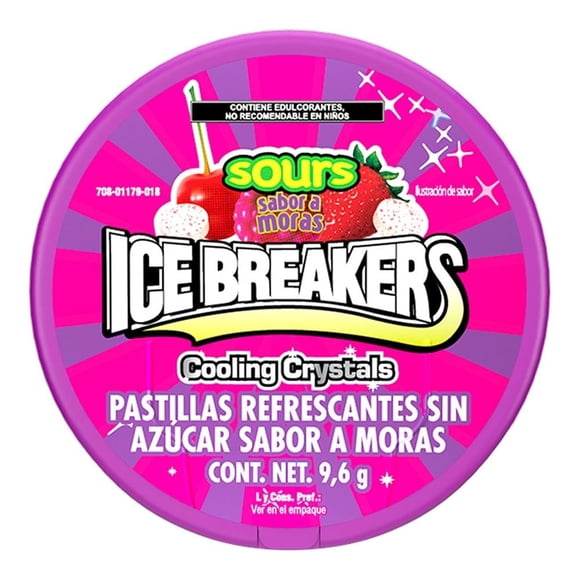 Pastillas refrescantes Ice Breakers Sours moras sin azúcar 9.6 g