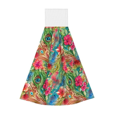 

Coaee Peacock Feathers And Flowers for Fast Absorbent Hanging Towels with Velcro for Kitchen Bathroom Laundryroom