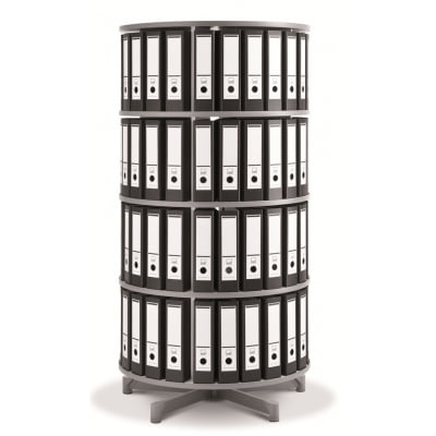 Moll One Turn Binder & File Carousel Shelving, Four Tier, White BDSTURN4