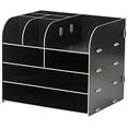 thumbnail image 2 of Office Supplies Desktop Organizer File Tray Wooden Pen Holder Sorter Storage Books Container Makeups Box Magazines Racks Counter Accessories Remote Controls Case Home School Student Workspace, 2 of 6