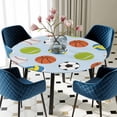 thumbnail image 5 of Elastic Fitted Round Tablecloth, Blue Balls Waterproof Stretch Table Cover for 45"-54" Tables, Baseball Tennis Basketball Football Washable Outdoor Tablecloths for Patio, Picnic, Camping, 5 of 9