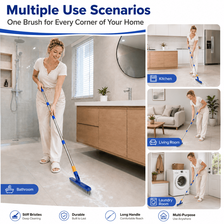 ITTAHO 2-Pack Grout Brush with Telescopic Stainless Steel Pole photo 8