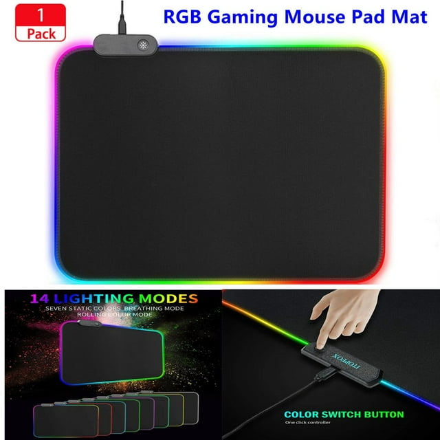 RGB Gaming Mouse Pad 14 Lighting Modes Mouse Pad Large Anti-Slip Rubber Base and Waterproof Computer Mouse Pad for Game and Work