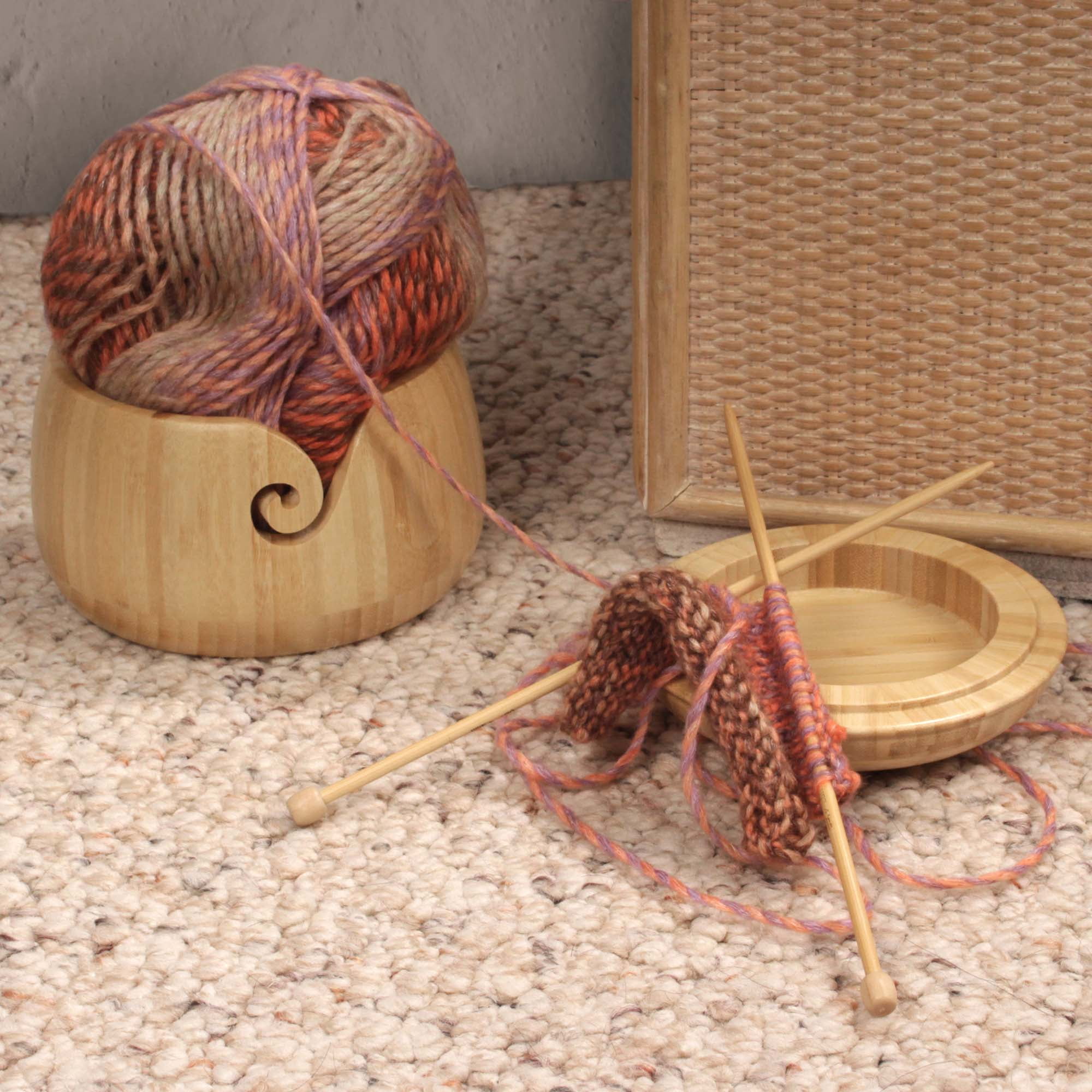 JubileeYarn Bamboo Yarn Bowl with Lid - Holder Knitting Crochet Accessories - Natural - 10 Bowls