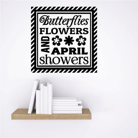 Do It Yourself Wall Decal Sticker Butterflies Flowers & April Showers Stylish Decor Mural 16×16